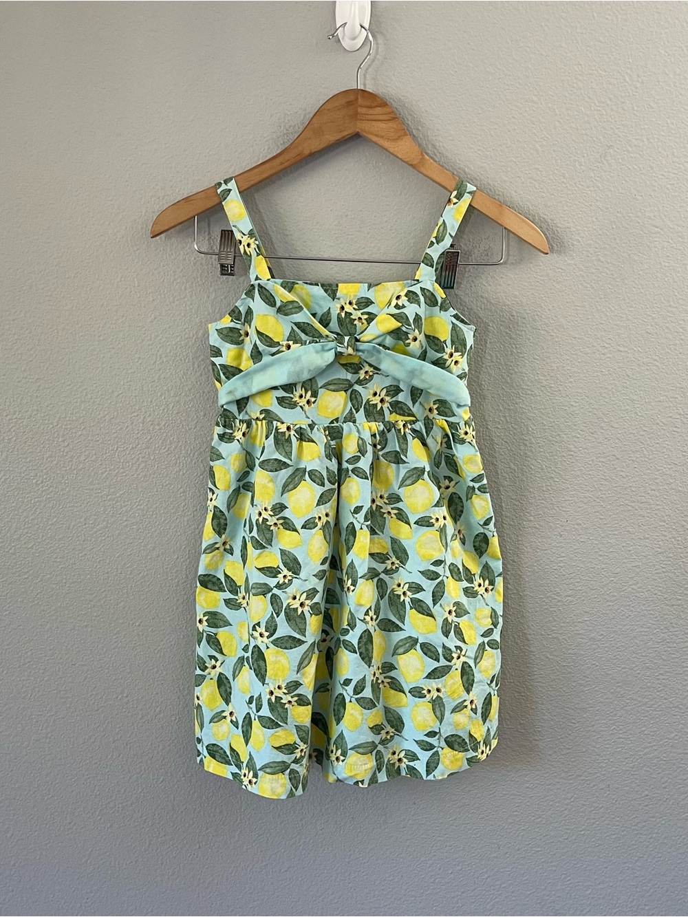 btween Size 8 lemon print floral cotton dress yellow/green
